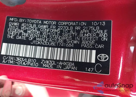 2014 Toyota Prius Four from USA, damaged, VIN JTDKN3DU8E1741684